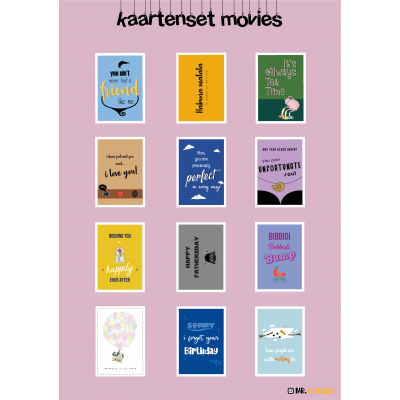 Wenskaartenset movies (12-delig)